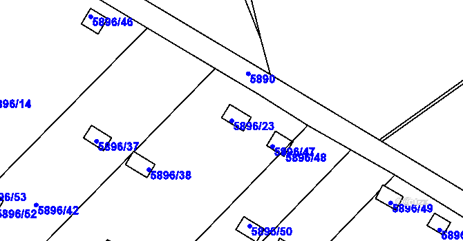 Parcela st. 5896/23 v KÚ Přerov, Katastrální mapa