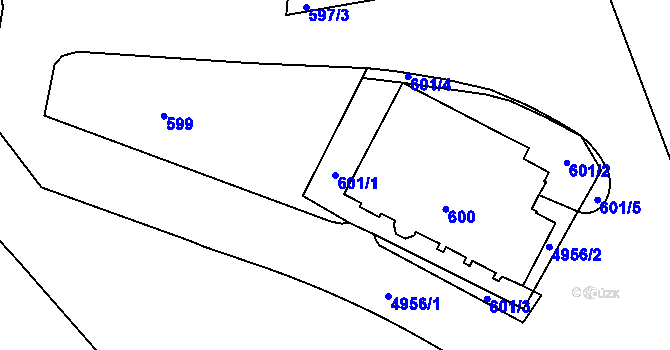 Parcela st. 601/1 v KÚ Přerov, Katastrální mapa