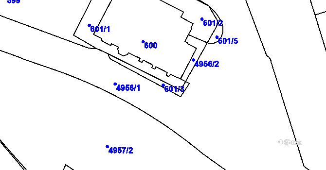 Parcela st. 601/3 v KÚ Přerov, Katastrální mapa