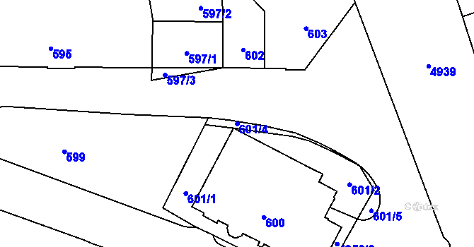 Parcela st. 601/4 v KÚ Přerov, Katastrální mapa