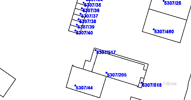 Parcela st. 5307/517 v KÚ Přerov, Katastrální mapa