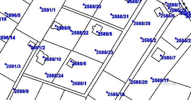 Parcela st. 2588/23 v KÚ Přerov, Katastrální mapa