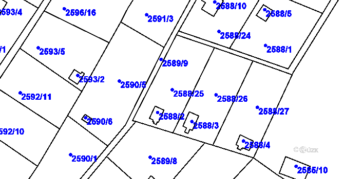 Parcela st. 2588/25 v KÚ Přerov, Katastrální mapa