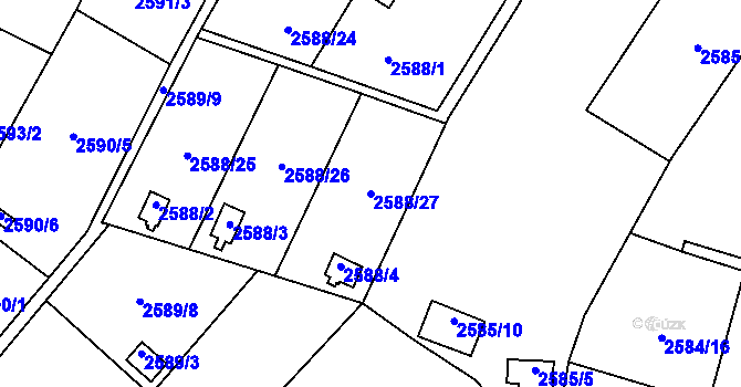 Parcela st. 2588/27 v KÚ Přerov, Katastrální mapa