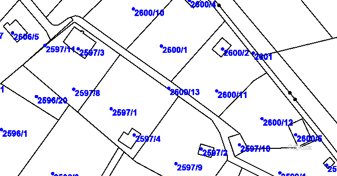 Parcela st. 2600/13 v KÚ Přerov, Katastrální mapa