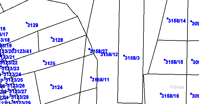 Parcela st. 3158/12 v KÚ Přerov, Katastrální mapa