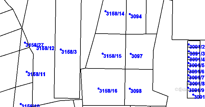 Parcela st. 3158/15 v KÚ Přerov, Katastrální mapa