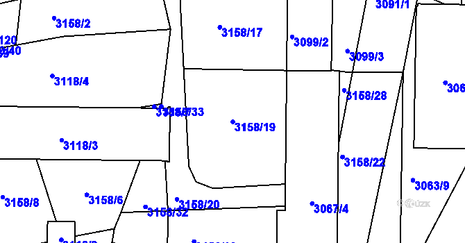 Parcela st. 3158/19 v KÚ Přerov, Katastrální mapa