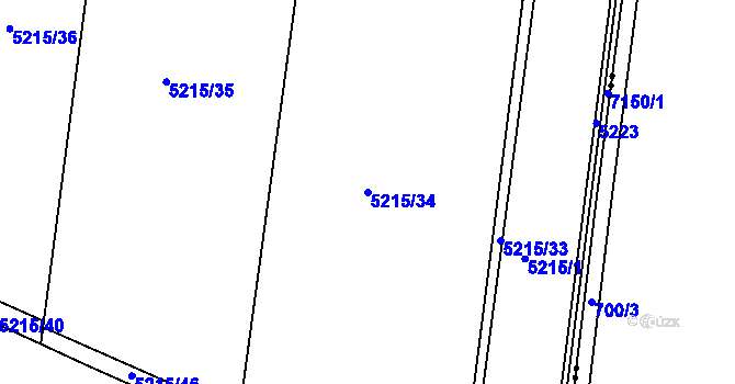 Parcela st. 5215/34 v KÚ Přerov, Katastrální mapa