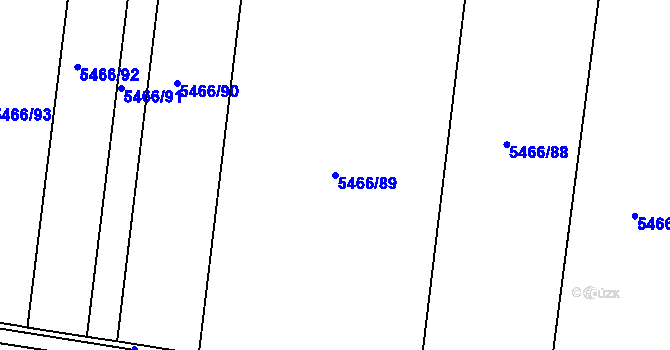 Parcela st. 5466/89 v KÚ Přerov, Katastrální mapa