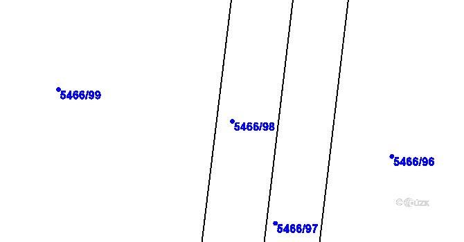 Parcela st. 5466/98 v KÚ Přerov, Katastrální mapa
