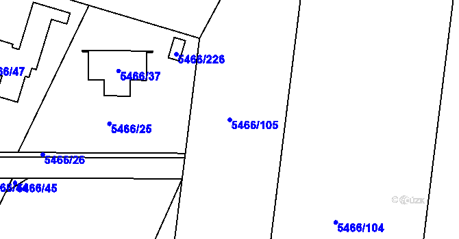 Parcela st. 5466/105 v KÚ Přerov, Katastrální mapa