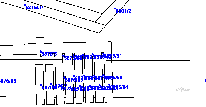 Parcela st. 5875/61 v KÚ Přerov, Katastrální mapa