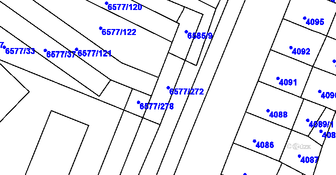 Parcela st. 6577/272 v KÚ Přerov, Katastrální mapa
