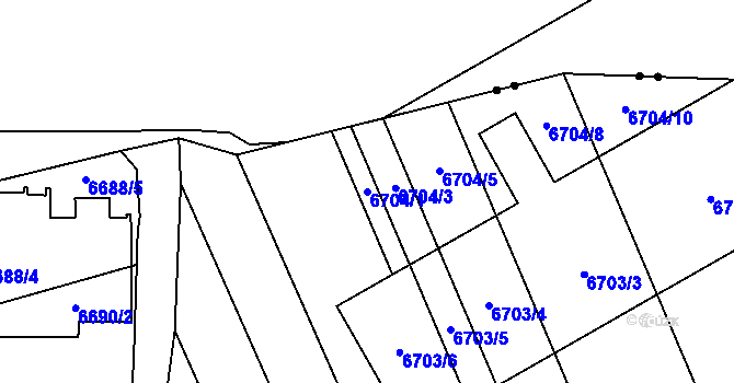 Parcela st. 6704/1 v KÚ Přerov, Katastrální mapa
