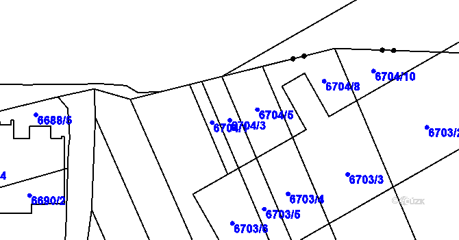 Parcela st. 6704/3 v KÚ Přerov, Katastrální mapa