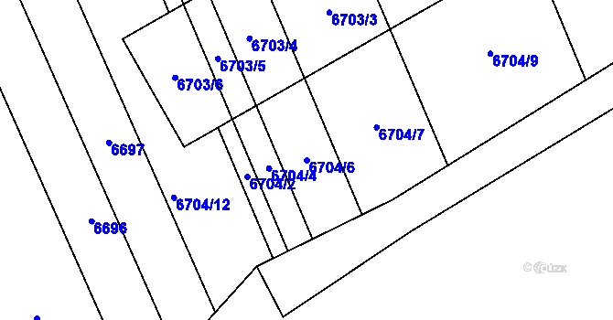 Parcela st. 6704/6 v KÚ Přerov, Katastrální mapa