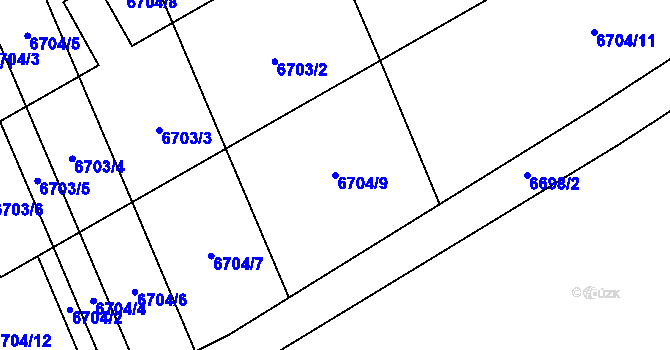 Parcela st. 6704/9 v KÚ Přerov, Katastrální mapa