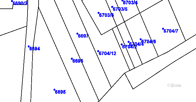 Parcela st. 6704/12 v KÚ Přerov, Katastrální mapa