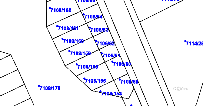 Parcela st. 7106/61 v KÚ Přerov, Katastrální mapa