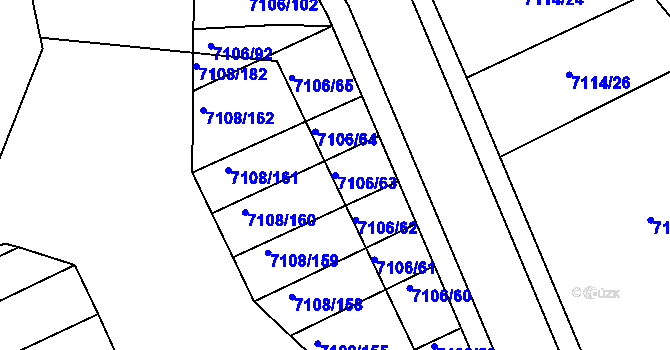 Parcela st. 7106/63 v KÚ Přerov, Katastrální mapa