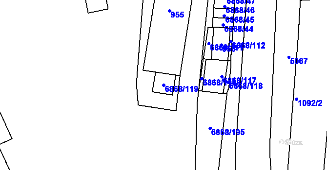 Parcela st. 6868/119 v KÚ Přerov, Katastrální mapa