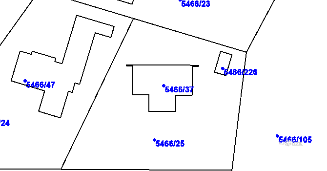 Parcela st. 5466/37 v KÚ Přerov, Katastrální mapa