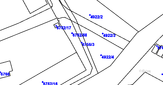 Parcela st. 6756/3 v KÚ Přerov, Katastrální mapa