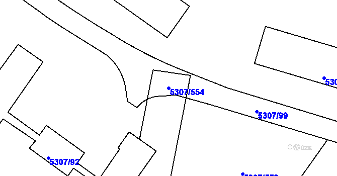 Parcela st. 5307/554 v KÚ Přerov, Katastrální mapa