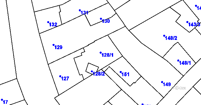Parcela st. 128/1 v KÚ Přerov, Katastrální mapa