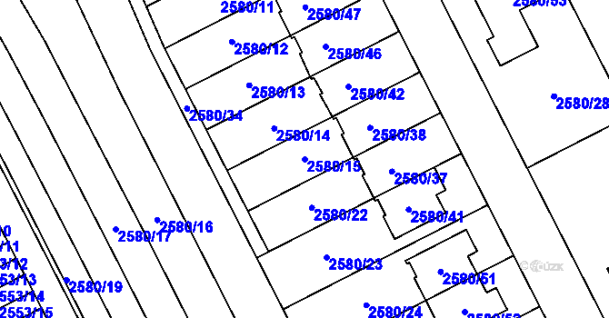Parcela st. 2580/15 v KÚ Přerov, Katastrální mapa