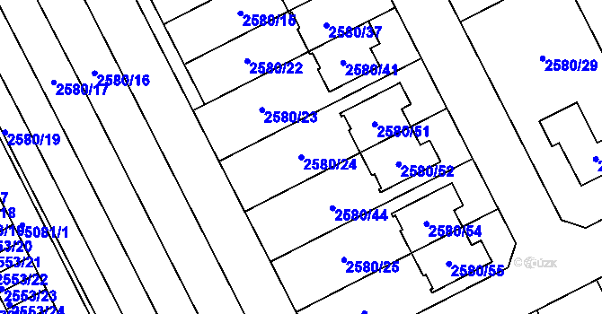 Parcela st. 2580/24 v KÚ Přerov, Katastrální mapa