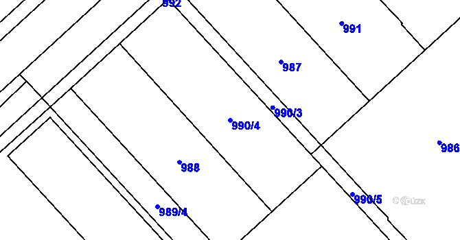 Parcela st. 990/4 v KÚ Přerov, Katastrální mapa