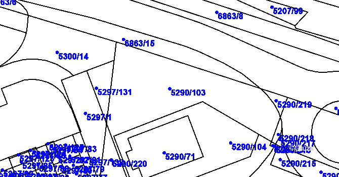 Parcela st. 5290/103 v KÚ Přerov, Katastrální mapa