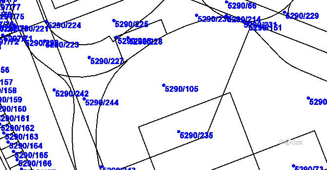 Parcela st. 5290/105 v KÚ Přerov, Katastrální mapa