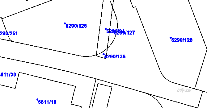 Parcela st. 5290/136 v KÚ Přerov, Katastrální mapa