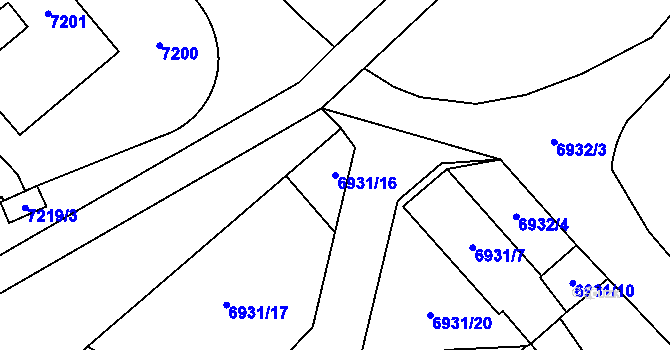 Parcela st. 6931/16 v KÚ Přerov, Katastrální mapa