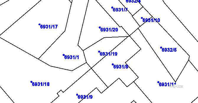 Parcela st. 6931/19 v KÚ Přerov, Katastrální mapa