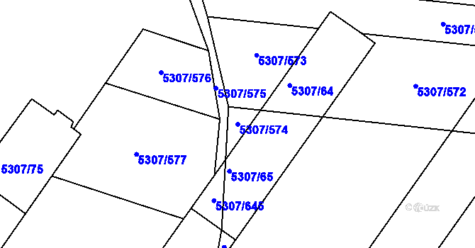 Parcela st. 5307/574 v KÚ Přerov, Katastrální mapa