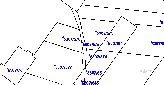 Parcela st. 5307/575 v KÚ Přerov, Katastrální mapa