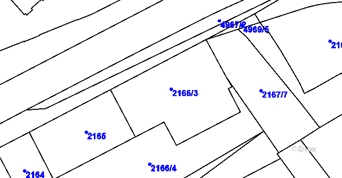 Parcela st. 2166/3 v KÚ Přerov, Katastrální mapa