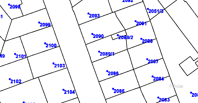 Parcela st. 2089/1 v KÚ Přerov, Katastrální mapa