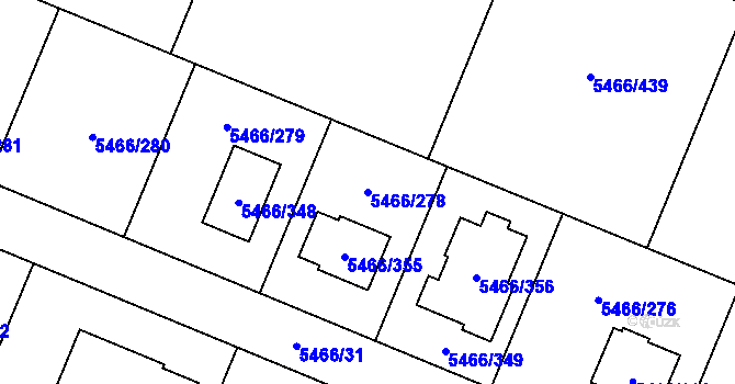 Parcela st. 5466/278 v KÚ Přerov, Katastrální mapa