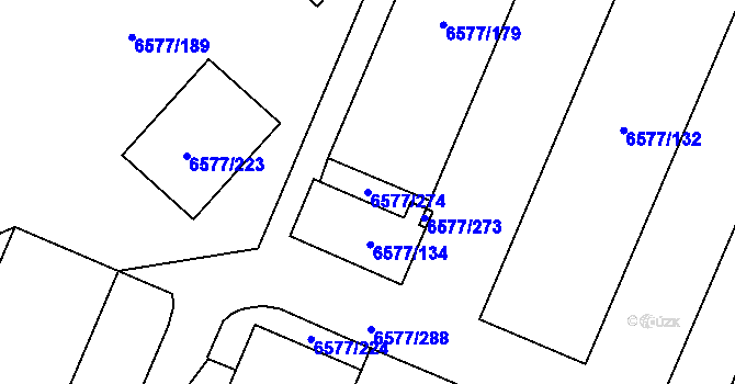 Parcela st. 6577/274 v KÚ Přerov, Katastrální mapa