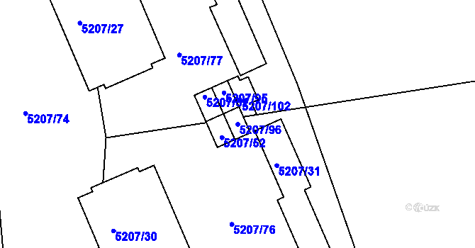 Parcela st. 5207/96 v KÚ Přerov, Katastrální mapa