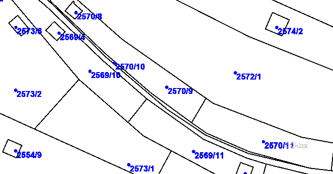 Parcela st. 2570/9 v KÚ Přerov, Katastrální mapa