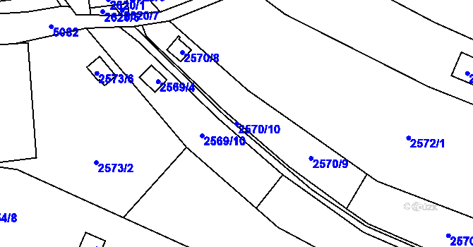 Parcela st. 2570/10 v KÚ Přerov, Katastrální mapa