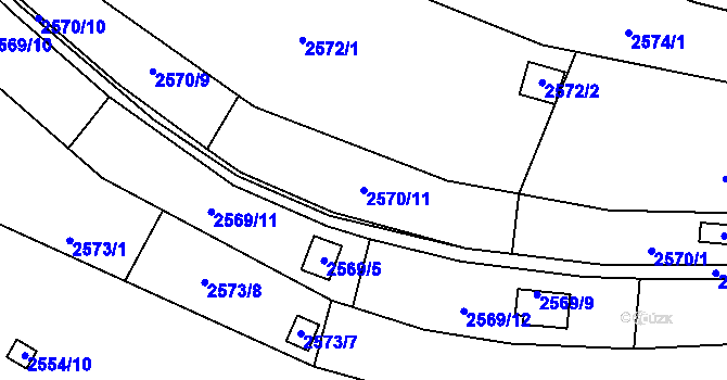 Parcela st. 2570/11 v KÚ Přerov, Katastrální mapa