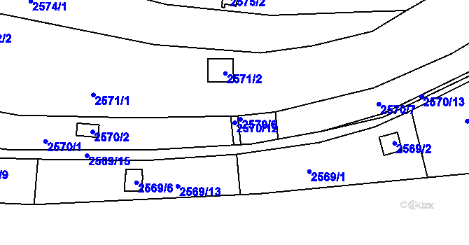 Parcela st. 2570/12 v KÚ Přerov, Katastrální mapa