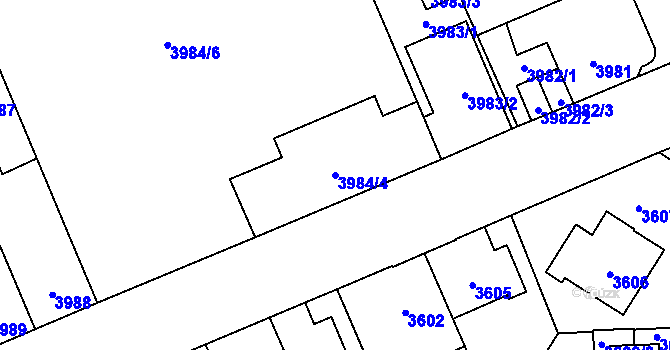 Parcela st. 3984/4 v KÚ Přerov, Katastrální mapa